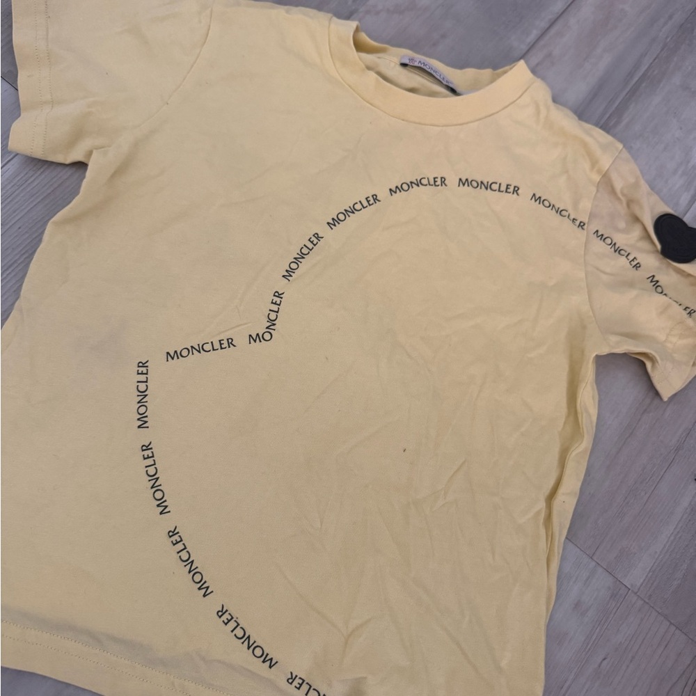 Moncler Kids Light Yellow Tee with Logo Design